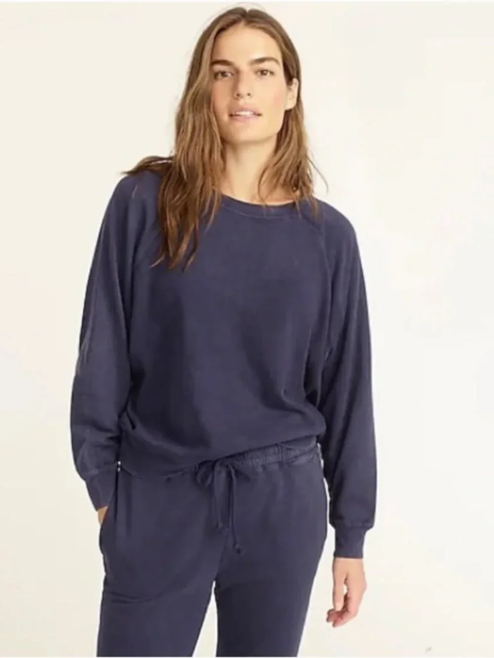 NWOT J. Crew Magic Rinse™ Sweatshirt & Wide-Leg Pants Set XS Navy